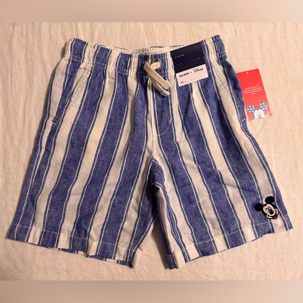 Disney x Old Navy - Linen Blend Striped Blue and White Kids Shorts - Size M (8)